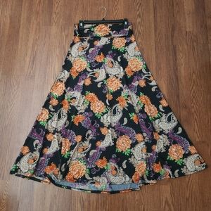 LuLaRoe Orange and Black A-Line Maxi Skirt